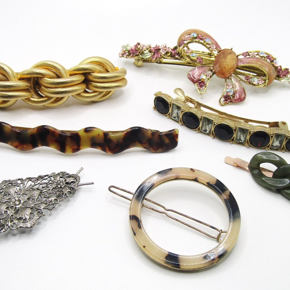 Vintage Hair Accessories Barrettes Bobby Pins Lot of 7